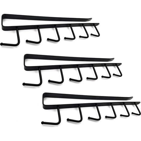 Porte tasse suspendue - Non spécifié - 3PCS - Métal noir - Installation sans perçage - Style industriel (1/4)