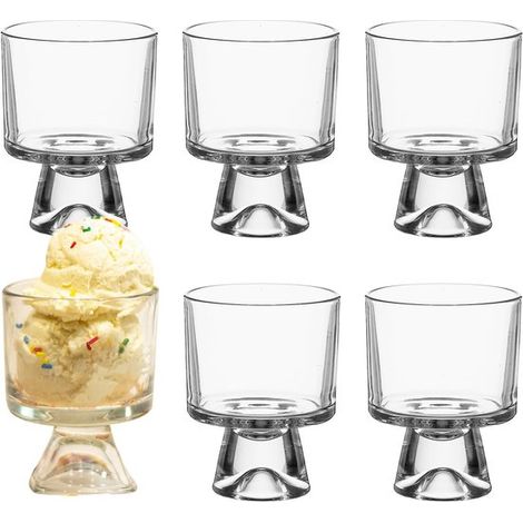 8oz Glas-Trifle-Schüssel-Set 6-teilig Servierschüssel mit Ständer für Obst Dessert Salat kleine durchsichtige Dessertbecher für Pudding Parfait (1/5)