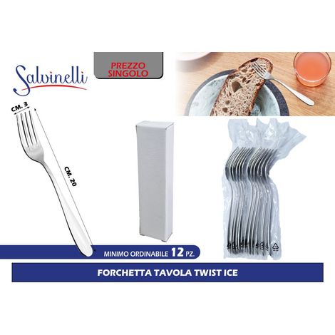 Set 12 Forchette da Tavola in Acciaio Inox Twist Ice Salvinelli