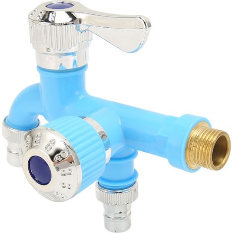 Robinet de piscine avec 1 entrée et 2 sorties, bec séparé, filetage extérieur G1/2, robinet de salle de bain ergonomique universel pour jardin (1/5)