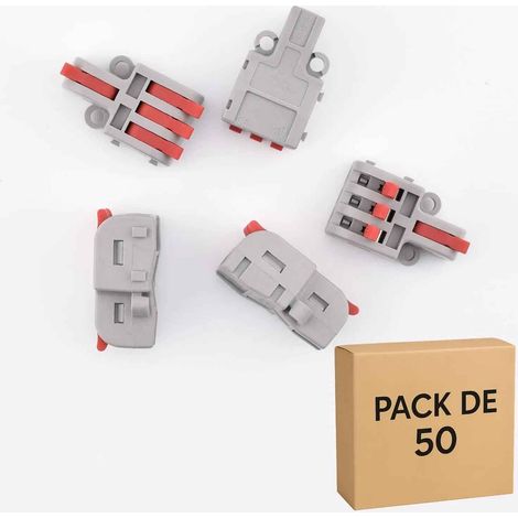 50 Bornes de Raccordement à Leviers rouges (1 entrée / 3 sorties), 32A - LT-13-Rouge (1/5)