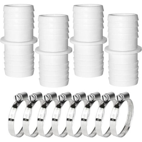 Lot de 4 raccords de tuyau de piscine de 38 mm à 38 mm - Avec 4 colliers de serrage en acier inoxydable (1/5)