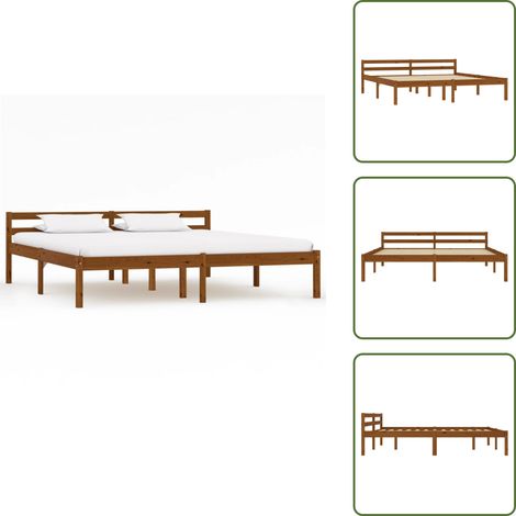 Letto in pino - vidaXL Giroletto senza Materaso Ambrato in Legno di Pino 160x200 cm -