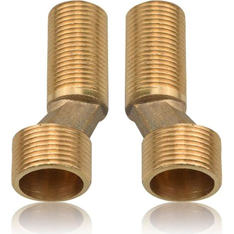 Lot de 2 adaptateurs en S pour robinet de douche, filetage extérieur 3/4" vers 1/2" en laiton, raccord décalé de 8 mm, longueur 75 mm, bras pivotant réglable excentrique (1/5)