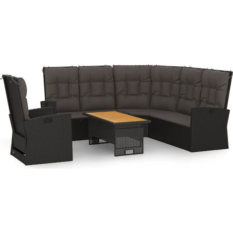 Maison Exclusive - 3-tlg. Garten-Lounge-Set mit Kissen Schwarz Po (1/5)