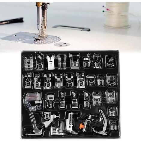 Set di piedini per macchina da cucire: set multifunzionale da 32 pezzi, set di accessori per macchine da cucire Singer/Brother/Babylock/Necchi/New Home/Janome/Elna (1/5)
