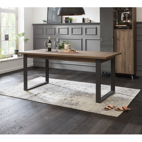 TAVOLO ALLUNGABILE MOD. INFINITO CM 180X91 NOCE BRERA E METALLO ANTRACITE