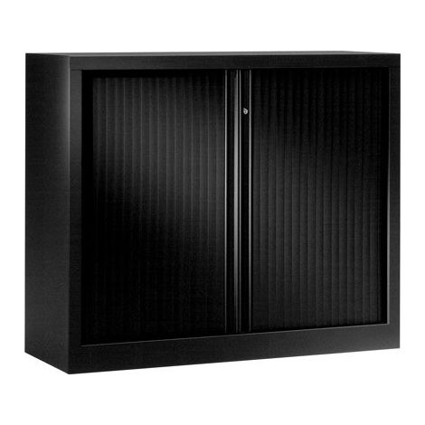 Armoire hauteur comptoir à rideaux monoblocs Eco-conçues 100 x 120 cm noir-noir (1/3)