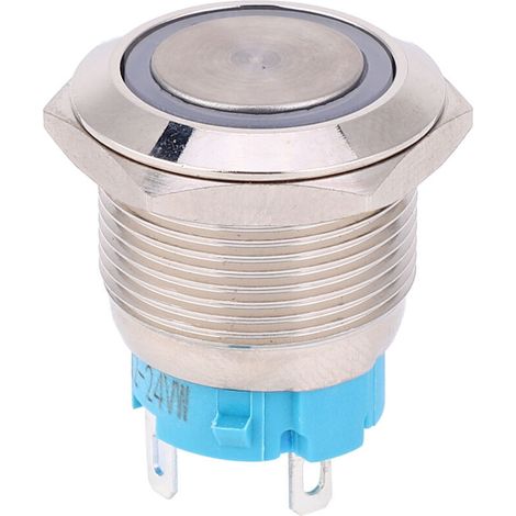 2 interrupteurs à bouton-poussoir autobloquants 1224 V CC 19 mm, 1 NO, 4 broches, en métal (blanc)