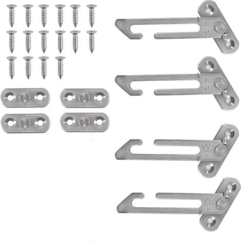 Lot de 2 paires de verrous entrebâilleurs de fenêtre en acier inoxydable UPVC 304 avec verrou de sécurité enfant avec vis (argent, 2 paires)