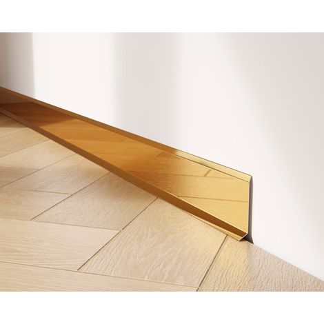 Dekorative Sockelleiste F aus rostfreiem Stahl für Wand und Wand 6cm x 270cm - glänzend gold