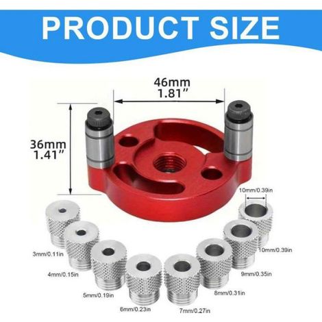 Localisateur de centre pour perçage vertical – douilles 3-10 mm, bois jusqu'à 45 mm – 1 pièce (1/5)
