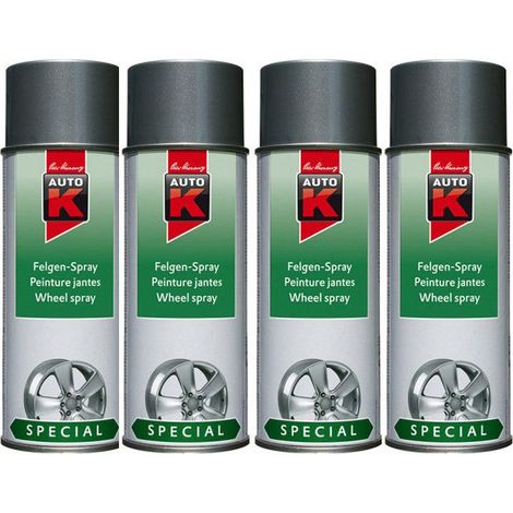 4 bombes de peinture argent pour jantes voiture Auto K 400ml