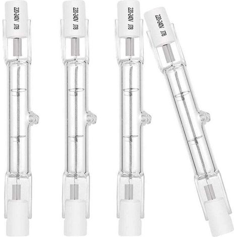 Bombilla halógena de bajo consumo - R7S 78 mm - 120 vatios - 1600 lúmenes - Luz blanca cálida 2700 K - Ángulo de haz de 360° (1/4)