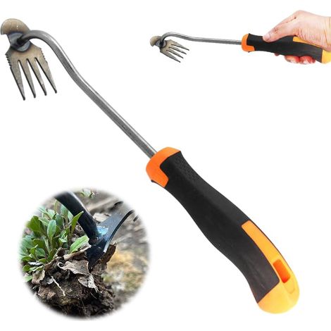 Désherbeur manuel avec manche - Outil de désherbage - Outil de jardinage - Nettoyeur de joints - Appareil de désherbage - Râteau de jardin - Désherbeur (A) (1/5)
