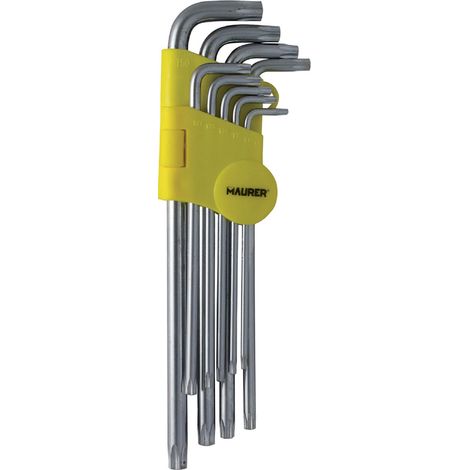 Clés Allen Torx avec trou, jeu long de 9 pièces 96449 MAURER (1/2)