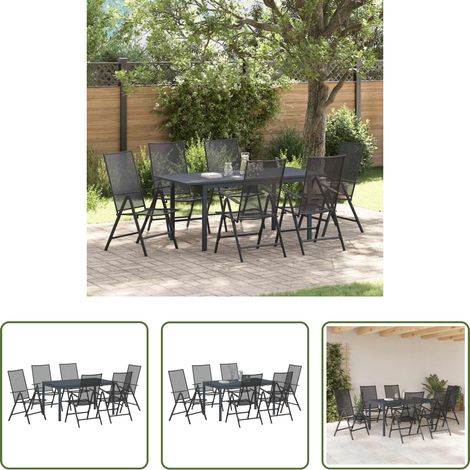 Gartentisch - Garten Essgruppe 7 pcs Anthrazit Pulverbeschichteter Stahl (1/5)