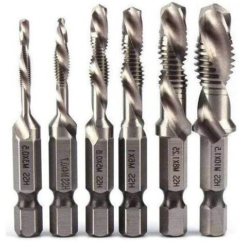 Foret Taraudeur, Jeu de Taraud Filetage Métrique Taraudage M3 M4 M5 M6 M8 M10 Coffret Forets et Tarauds HSS Revêtus de Titane 1/4 (1/5)