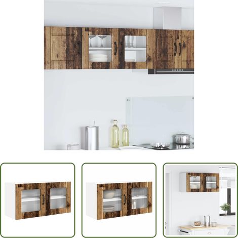 Holzschrank -  Küchenschrank mit Regal Altholz 80 x 31 x 40 cm Holzwerkstoff (1/5)