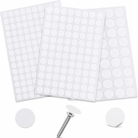 Cache Vis Blanc Adhésif Lot de 290 Pièces 3 Tailles PVC Anti-Rouille Meuble (1/5)