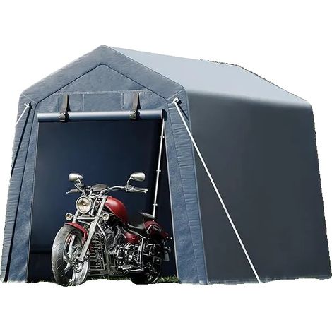 Tente de garage pour moto, cadre en acier robuste, couverture en PE imperméable, dimensions 6x6 FT, protection toutes saisons, design résistant à l'hiver (1/5)