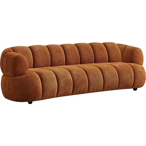 Divano 3 posti in tessuto bouclette terracotta COLIANI