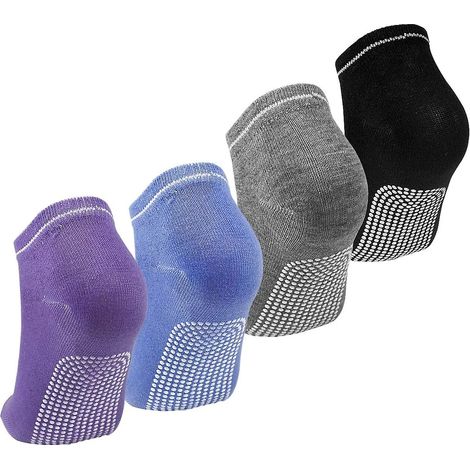 Chaussettes antidérapantes pour femme, idéales pour le yoga, le pilates, la danse et le fitness (lot de 4 paires, pointures 35 à 40). (1/5)
