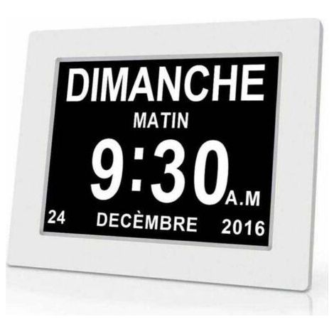 Horloge calendrier numérique One Piece 7 pouces avec date et heure, horloge Alzheimer pour parents, rappel de médicaments pour grands-parents et enfants - Blanc - 20414324mm..DEBUNS