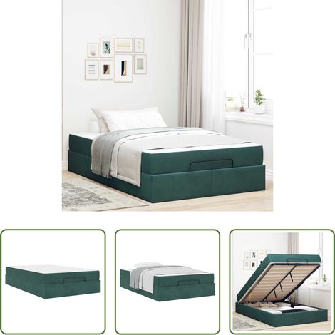 Matelas en mousse -  Cadre de lit avec matelas avec matelas 2 pcs Vert Velours (1/5)