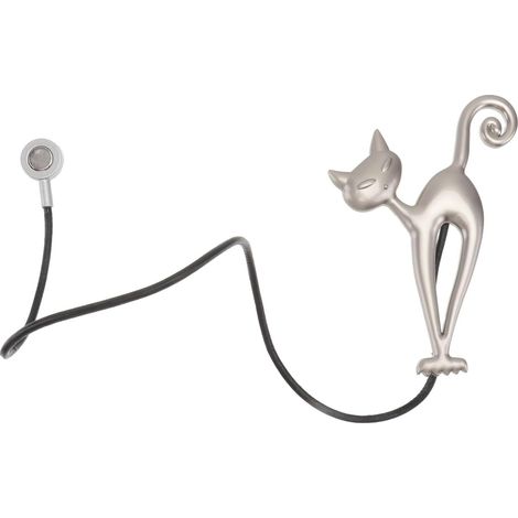 Embrasse Pince Décorative Adorable de Rideau Magnétique en Alliage Forme Chat Argenté, Fixation Rapide et Maintien Flexible Cuisine et Salon (1/5)