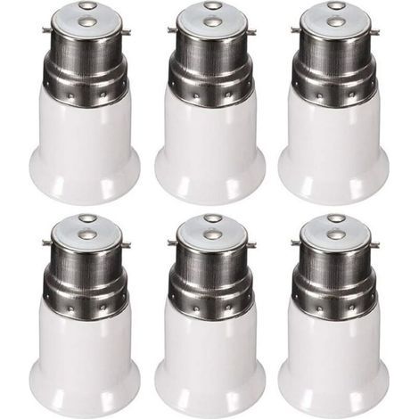 [JAMAIS UTILISÉ] Douille Adaptateur B22 vers E27 pour Ampoule LED, AC 230V, Adaptateurs de Conversion pour Passer de B22 à E27, Douille Baïonnette à Visser, lot de 6 - RWAdaptateur de culot d'ampoule. (1/4)