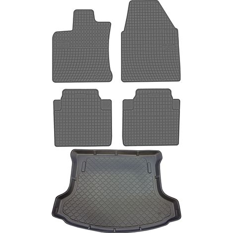 Ensemble de tapis de sol en caoutchouc pour Nissan Qashqai +2 Crossover (octobre 2008 - janvier 2014) + tapis de coffre (1/5)