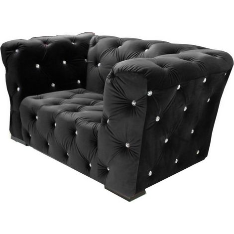 Fauteuil Velours Noir Royal Chesterfield