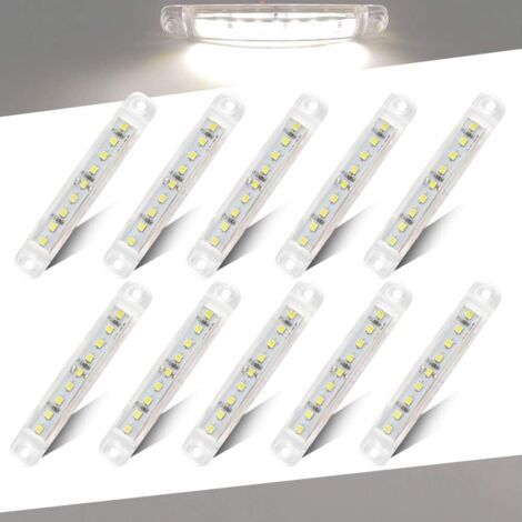 10pcs Blanc 9LED feux de Signalisation Latéraux de Remorque feux de Position de Camion de Camion 3.9" feux de Dégagement Lumière D'avertissement Pour Véhicule Remorque 12-24V (1/5)