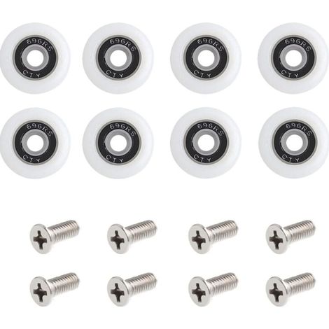 Lot de 8 roulettes pour porte de douche Avec Des Vis, 23 mm de diamètre roulettes de rechange pour porte de douche coulissante Pour cabine de douche (1/3)