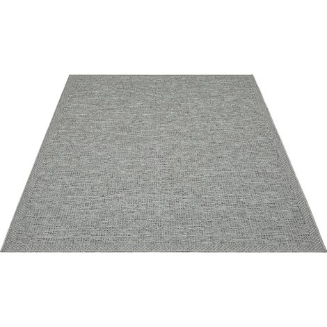 FLOORNOVO In- & Outdoor Teppich Grau Fischgrätmuster - 160 x 120 cm - Flachgewebe für Garten Balkon Terrasse und Innenbereich - Robust & Pflegeleicht - einsetzbar im Innen- und Außenbereich (1/2)