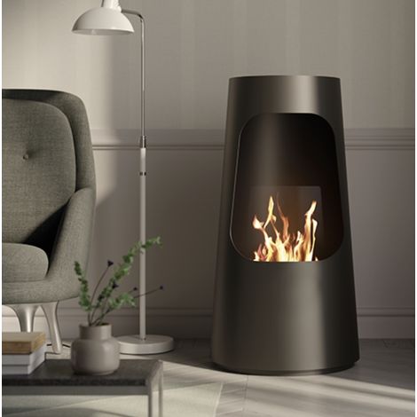 Biocamino de suelo Dubai Negro 2,5 kW – vidrio frontal, estructura de acero, diseño refinado – Tecno Air System (1/4)