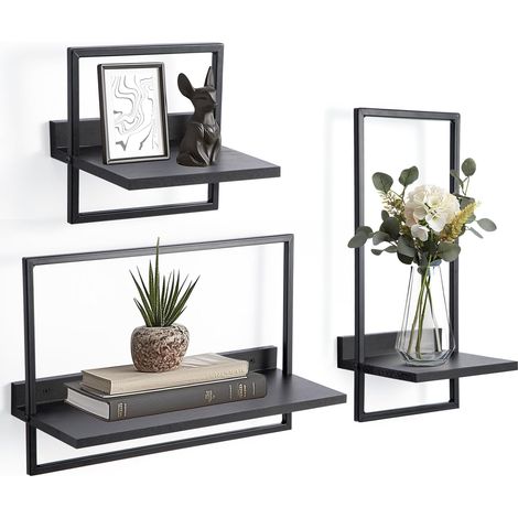 Trintion Set mit 3 Wandregalen,3 Teiliges Set-Eich Regale,Quadratische Bücherregal für die Wand Deko, Hängeregale zur Wandaufbewahrung,Wandregal Holz Hängeregal für küche,Wohnzimmer,Schlafzimmer (1/5)