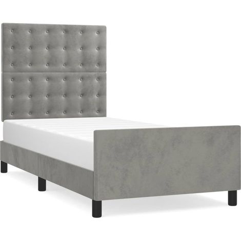 Maison Exclusive - Cadre de lit sans matelas gris clair 90x190 cm velours (1/5)