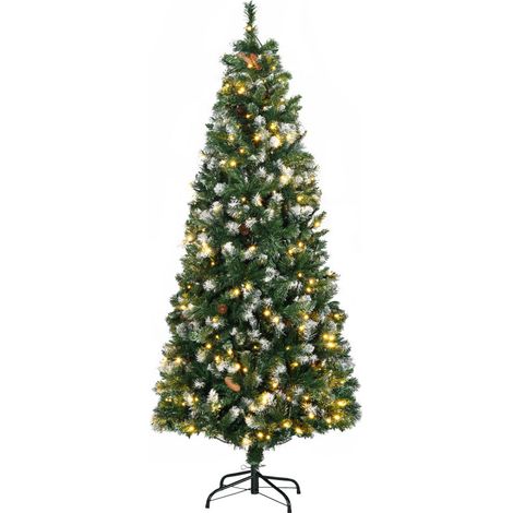 180cm Sapin de Noël Artificiel avec Neige et 250 LED - Sapin de Noël avec 703 Pointes et Support en Métal - pour la Maison, Les magasins, Le Bureau, Décoration Noël avec Neige (1/5)