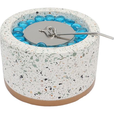 Brasero de table avec extérieur en marbre et intérieur en acier inoxydable. Longue durée de combustion. Brasero portable pour intérieur et extérieur. (1/5)