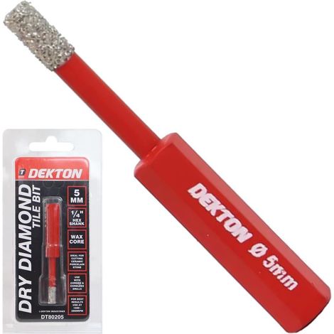 Dekton 5.0mm Brazed Diamond Hole Drill Tile Porcelain Marble Cutting Bit 1/4"