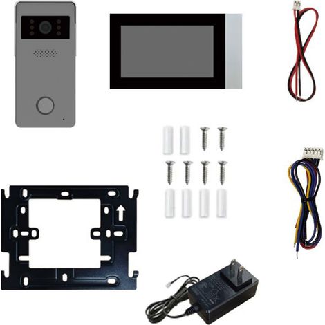 Interphone vidéo avec écran tactile LCD 7 pouces, caméra de vision nocturne infrarouge, double interphone pour la surveillance intérieure et extérieure de la maison ou du bureau. (1/4)