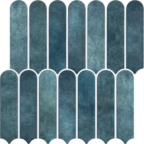 Adhesivos decorativos para azulejos, textura 3D, resistentes al agua, color azul, 10 láminas (1/2)