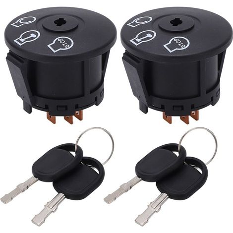 1 Paire D'interrupteurs D'allumage avec 4 Clés, 725 0 4228 Commutateur de Tête D'allumage de Moteur de Remplacement Antirouille pour Tracteur de Pelouse Cub Cadet RZT50. (1/5)