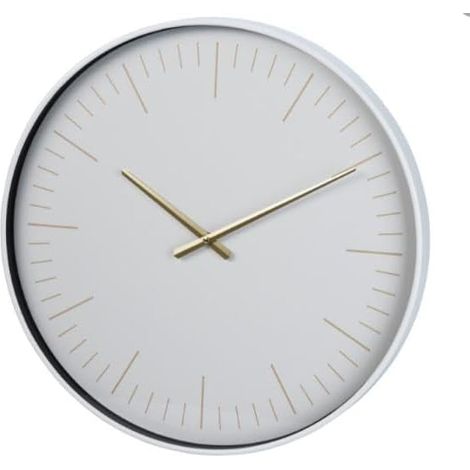 Horloge murale métallique blanche 50x4cm, design épuré et moderne, grande horloge de décoration pour salon, cuisine ou bureau, style minimaliste, silencieuse et élégante
