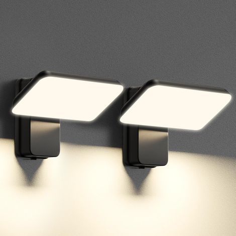 Lot de 2 appliques murales d'extérieur 18 W, applique murale rotative à 350 ° en aluminium, étanche IP65, lumière chaude 3000 K,pour jardin, balcon