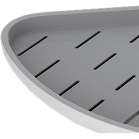 Salle de bain étagère murale triangulaire gris clair, rangement sans perçage pour douche et lavabo, étagère d'angle simple, fixation adhésive, design moderne. (1/5)