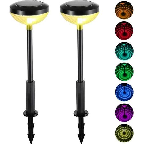 Tschechische Republik – 2 Stück – Farbwechselnde Solar-LED-Lampe, wasserdicht nach IP65-Standard, beleuchtet (1/4)