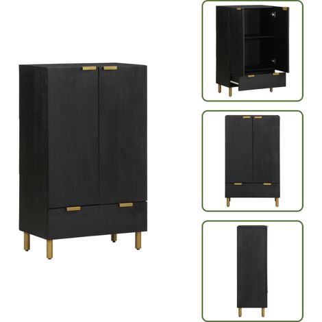 Buffet noir 60x33x100 cm bois d'ingénierie - Buffet Haut - Buffets Hauts - Armoire Latérale - Armoire Haute (1/5)